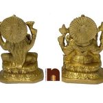 BRASS LAXMI GANESH 14 CMS 3wm