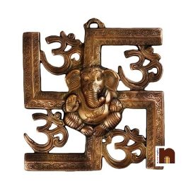 Swastik,Om Lord Ganesha Wall Hanging (30 Cms) (1 Pc)