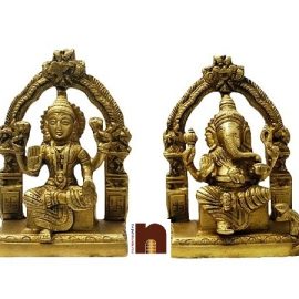 Shri Laxmi & Shri Ganesh Idol In Brass (10 cm)