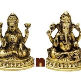 Shri Laxmi Ji & Shri Ganesh Ji Idol In Brass (14 Cms) (1 Pair)