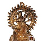 Goddess Saraswati Idol Wall Hanging In Copper (Surya Kiran) (21 Cms) (1 Pc)