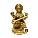 goddess saraswati in brass 15cms wm