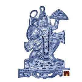 Lord Hanuman Ji Idol Wall Hanging In White Metal (27 Cms) (1 Pc)