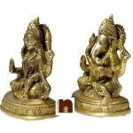 laxmi ganesh in brass 14 cms 2 wm