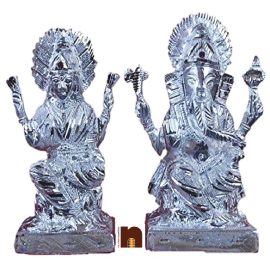 Shri Laxmi-Ganesh Ji Idol In White Metal (16 Cms) (1 Pc)