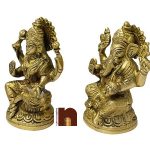 laxmi ganesha in brass 11 cms 2wm