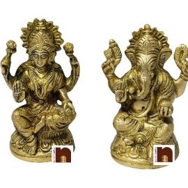 Shri Laxmi Ji & Shri Ganesh Ji Idol In Brass (11 Cms) (1 Pair)