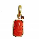 Moonga/Coral Lord Ganesha Pendant In Ashtadhatu (1 Pc)