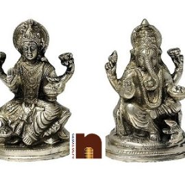 Shri Laxmi Ji & Shri Ganesh Ji Idol In Panchdhatu (18 cm)