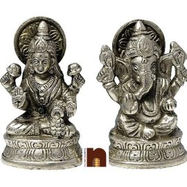 Shri Laxmi Ji & Shri Ganesh Ji Idol In Panchdhatu (9 Cms)