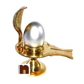parad shivling with brass stand 1 1