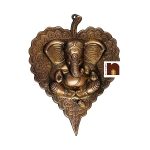 Lord Ganesha Idol On Patta | Leaf Wall Hanging In Copper (42 Cms) (1 Pc)