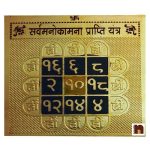 Sarv Manokamna Prapti Gold Plated Brass Yantra (Pack of 1) (8 Cms)