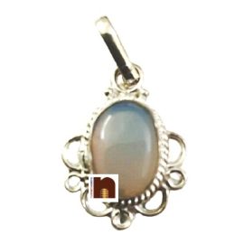 White Opal Gemstone Pendant In Pure Silver With Lab Certificate (1 Pc)