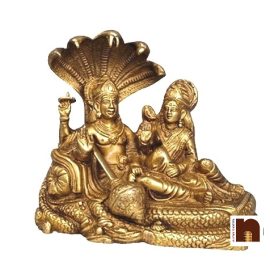Shri Vishnu Ji & Laxmi Ji Sitting On Sheshnaag In Brass (15 Cms) (1 Pc)