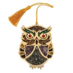 7 Chakra Owl Wall Hanging in MDF Wood & Stones for Good Luck (12 Cms) (1 Pc)
