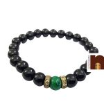 Black Agate Hakik Bracelet With Malachite wm