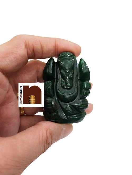 Green Jade Stone Lord Ganesha 3 wm