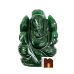Green Jade Stone Lord Ganesha wm