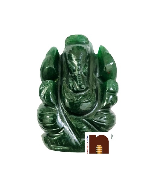 Green Jade Stone Lord Ganesha wm