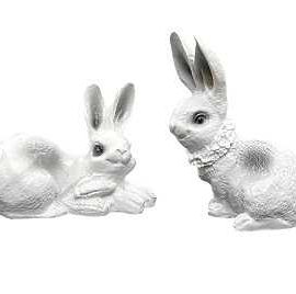 Feng Shui Vastu Rabbit Pair Showpiece in Polyresin for Good Luck (1 Set)
