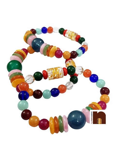 Om Mani Padme Hum Carved Agate Beads Stretchable Bracelet 3 WM