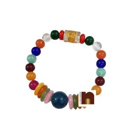 Om Mani Padme Hum Carved Agate Beads Stretchable Bracelet wmm