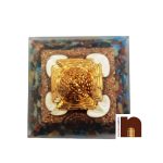 Orgone Pyramid wm2shri yantra with Gomti Chakra 7 Chakra Stones