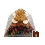 Orgone Pyramidwm shri yantra with Gomti Chakra 7 Chakra Stones