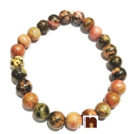 Rhodonite Round Beads Stretchable Bracelet (1 Pc)