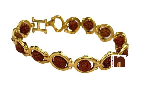 Mahi Gold Plated Divine Om Rudraksh Religious Bracelet for Men (BR1100