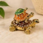 Feng Shui Bejeweled Triple Tortoise | Turtle | Kachua with Wish Fulfilling Compartments (6 Cms) (1 Pc)