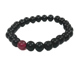 bracelet black agate with red carnelian bead 4br