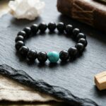 Black Agate | Hakik Round Beads Bracelet With Turquoise | Firoza Bead (1 Pc)