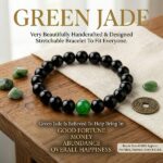 Black Agate | Hakik Gemstone Stretchable Round Beads Bracelet With Green Jade Bead (1 Pc)