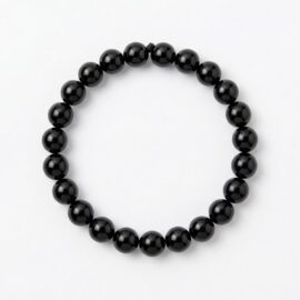 Black Agate | Hakik Stretchable Round Beads Bracelet For Men & Women (1 Pc)