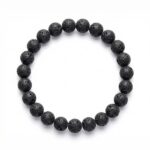 Lava Stone Round Beads Stretchable Bracelet For Inner Strength (1 Pc)