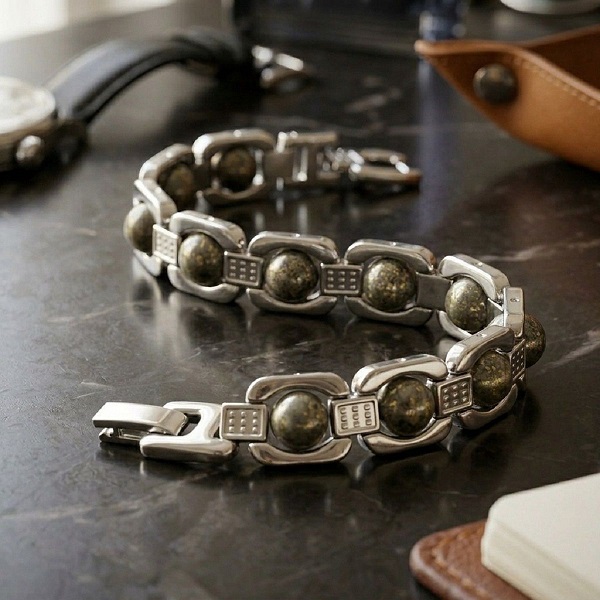 bracelet pyrite in metal 3 bracelet pyrite in metal 3