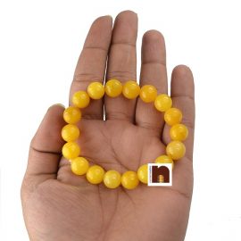 Yellow Agate | Hakik Stretchable Bracelet For Men & Women (8 MM Beads) (1 Pc)