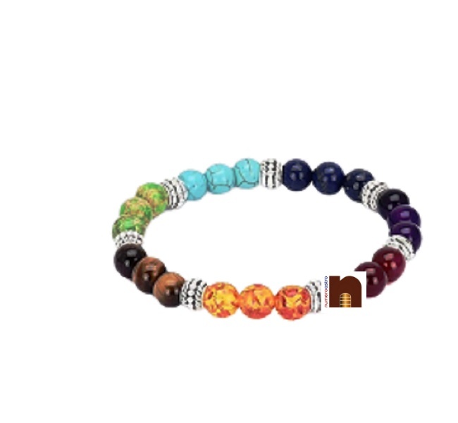 Chakra Lava Rock Beads Bracelet (Volcanic Beads) - Saans Mart India