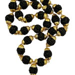 compressed 5 mukhi black kantha mala 27 beads 13br