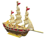 Feng Shui Bejewelled Wealth Ship with Wish Fulfilling Compartment (15 Cms) (1 Pc)