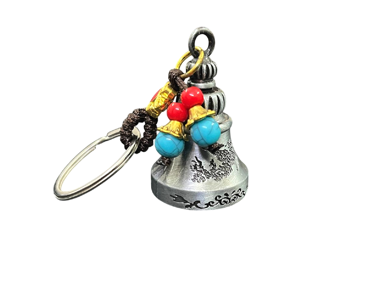 compressed-bell-key-chain-silver-beads-5br compressed bell key chain silver beads 5br
