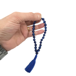 compressed blue hakik mala for jaap 27 beads 6br