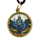 compressed brass shani yantra pendant round 4br