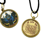 compressed brass shani yantra pendant round 7br