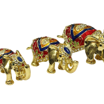 Feng Shui Bejewelled Elephant with Wish Fulfilling Compartments (3 Pcs Set)