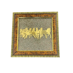 Pyrite Plate | Seven Running Horses Pyrite Plate in Frame | Pyrite Dust Plate Frame Wall Hanging (19 Cms) (1 Pc)