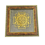 Pyrite Plate | Shri Yantra Pyrite Plate in Frame | Pyrite Dust Plate Frame Wall Hanging (19 Cms) (1 Pc)