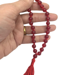 compressed red agate mala for jaap 27 beads 8br